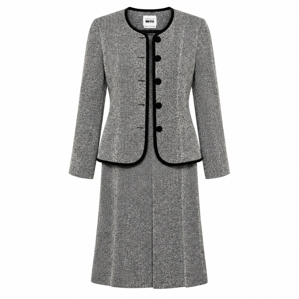 Leslie Fay Dark Academia Skirt Suit Women 14 Old Money Coquette Officecore Tweed